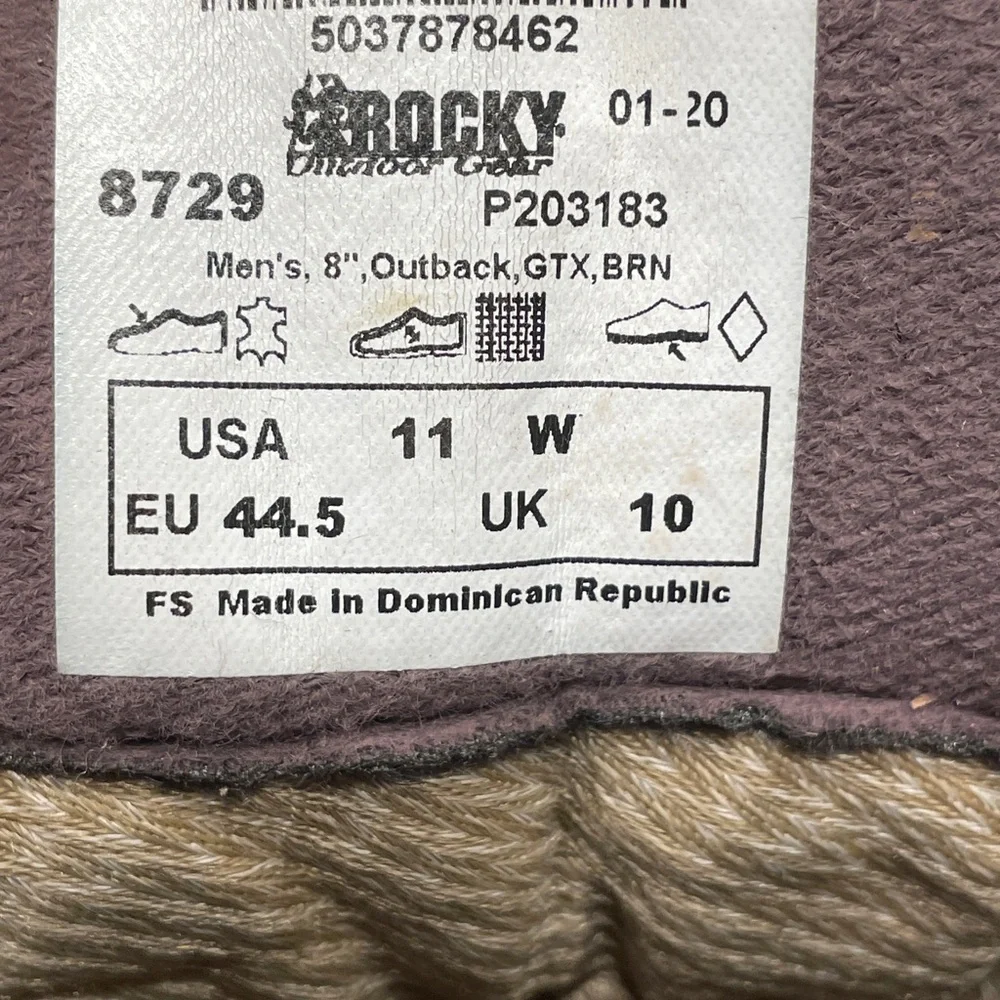 Men's Rocky Brand Brown Leather Boots size 11 (WIDE) - Picture 5 of 5